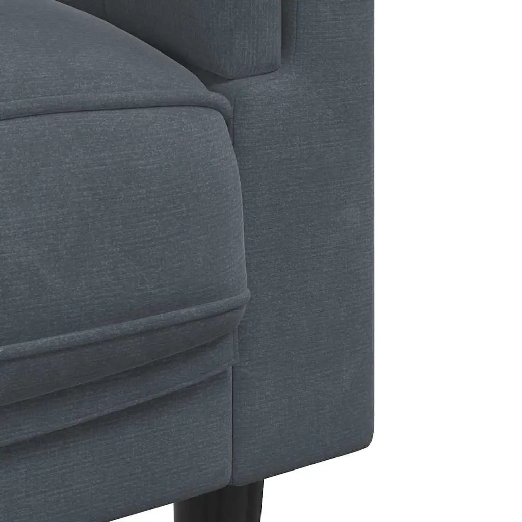 3-Seater Sofa Velvet Grey Padded Armrests Backrest Living Room Couch