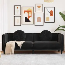 Comfortable 3-Seater Black Velvet Sofa for Home Use