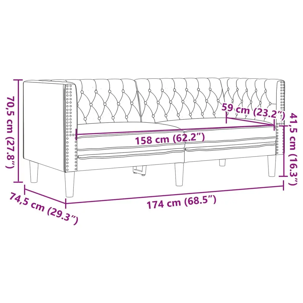 2-Seater Chesterfield Sofa for Home Use