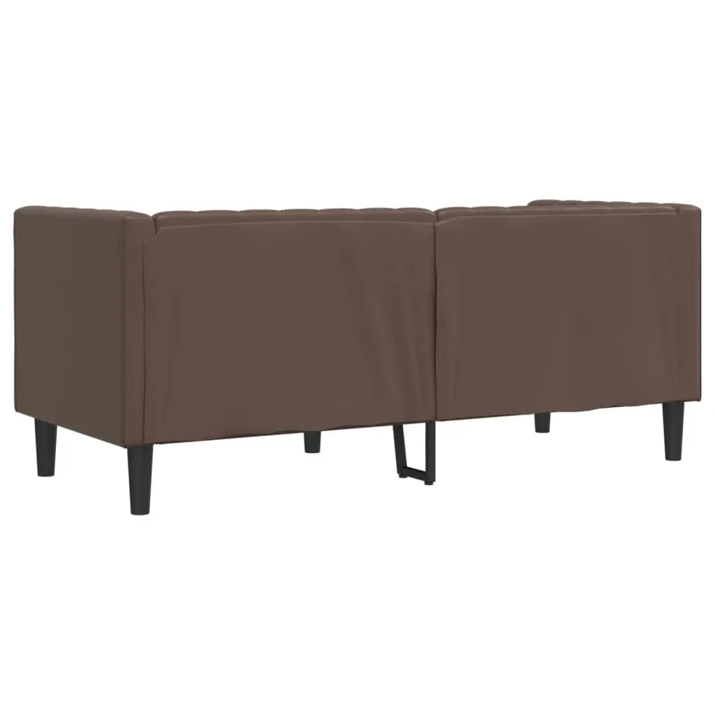 Chesterfield Sofa Faux Leather 2-Seater Brown Button Tufted Armchair