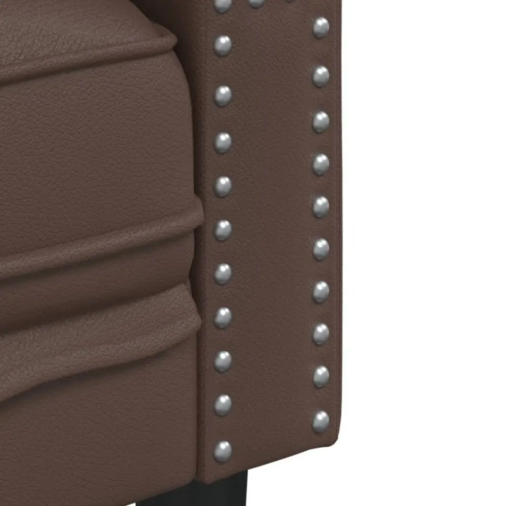 Chesterfield Sofa Faux Leather 2-Seater Brown Button Tufted Armchair