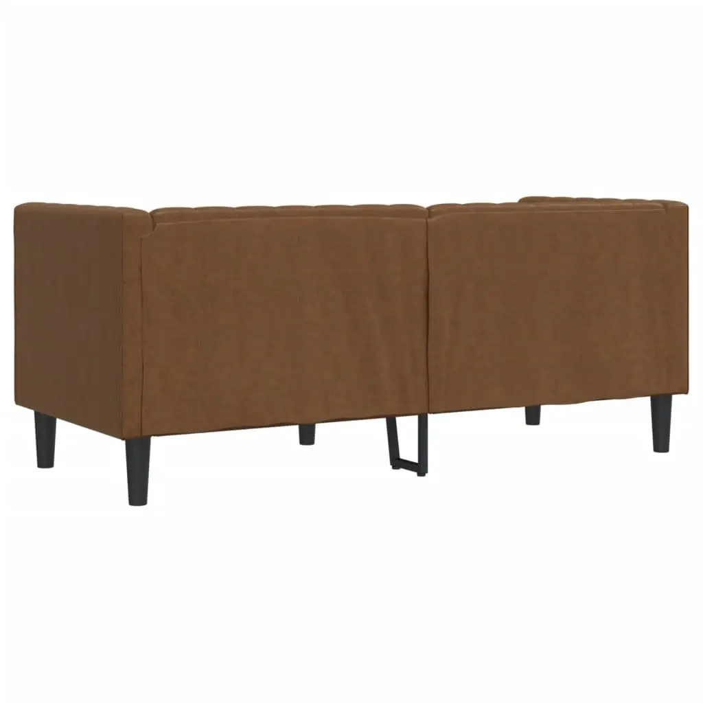 2-Seater Chesterfield Sofa Brown Faux Suede Leather Button Tufted Armchair