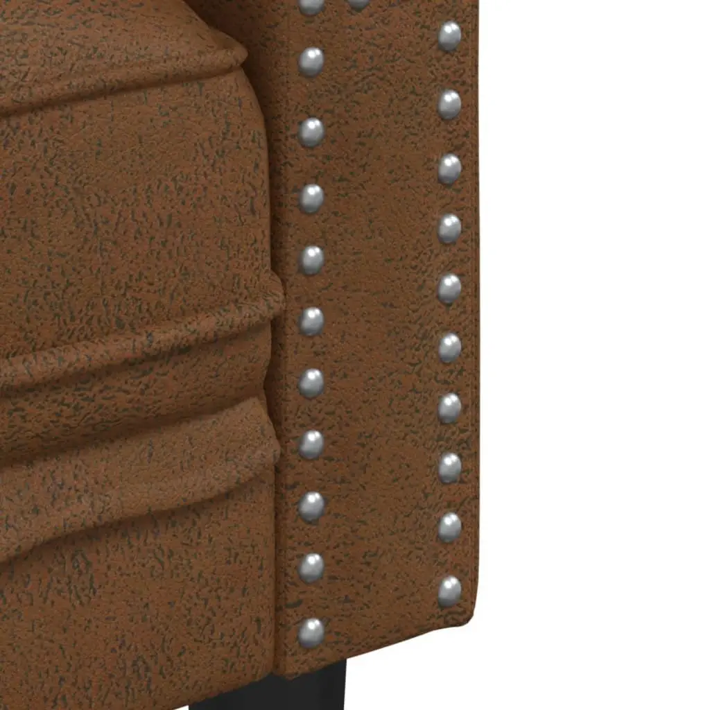 2-Seater Chesterfield Sofa Brown Faux Suede Leather Button Tufted Armchair