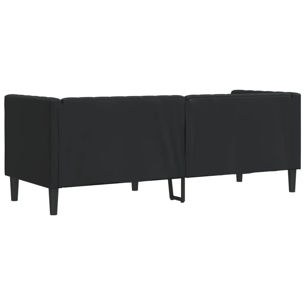 3-Seater Chesterfield Sofa Faux Leather Black