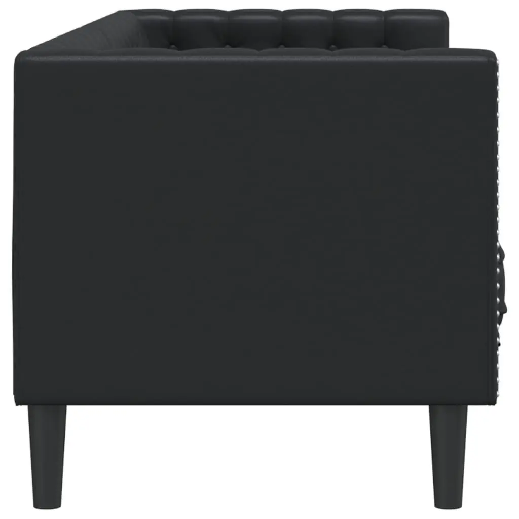 3-Seater Chesterfield Sofa Faux Leather Black