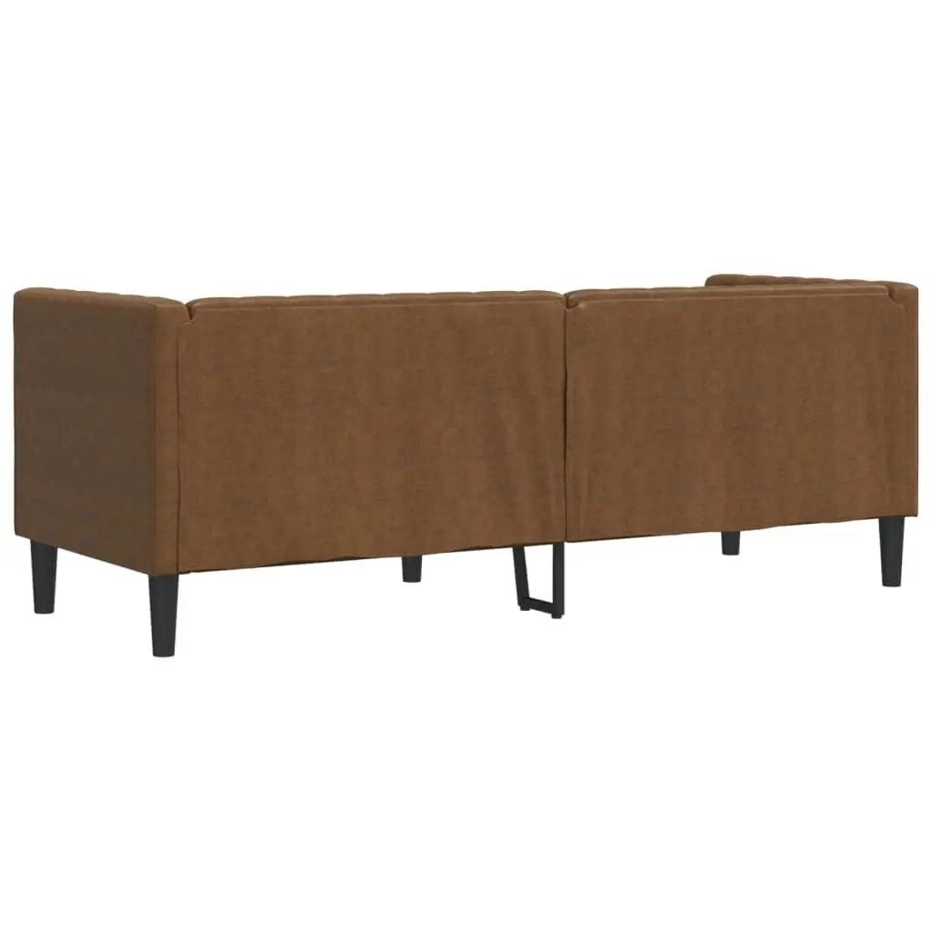 3-Seater Chesterfield Sofa Brown Faux Suede Button Tufted Living Room Furniture