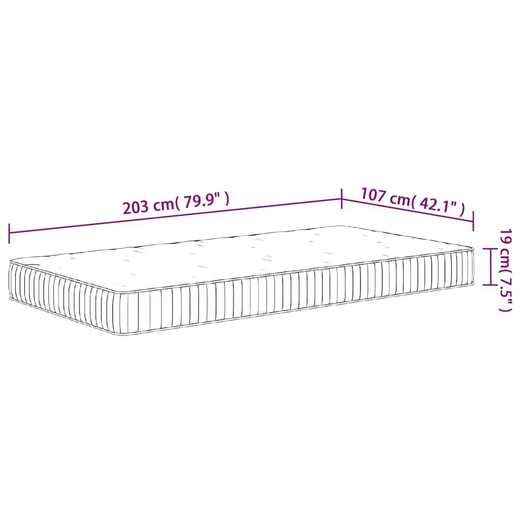 Medium Firm Pocket Spring Mattress Fabric Cover White King Single 107x203cm