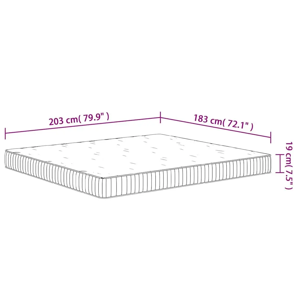 King Size Mattress Medium Firmness Pocket Spring Construction 183x203 cm White