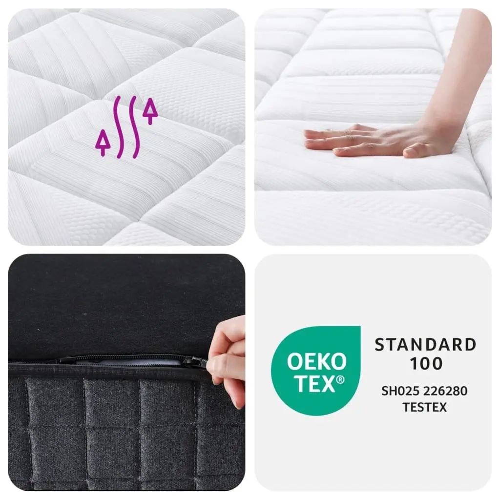 Pocket Spring Mattress 90x190cm White Medium Plus Comfort Support