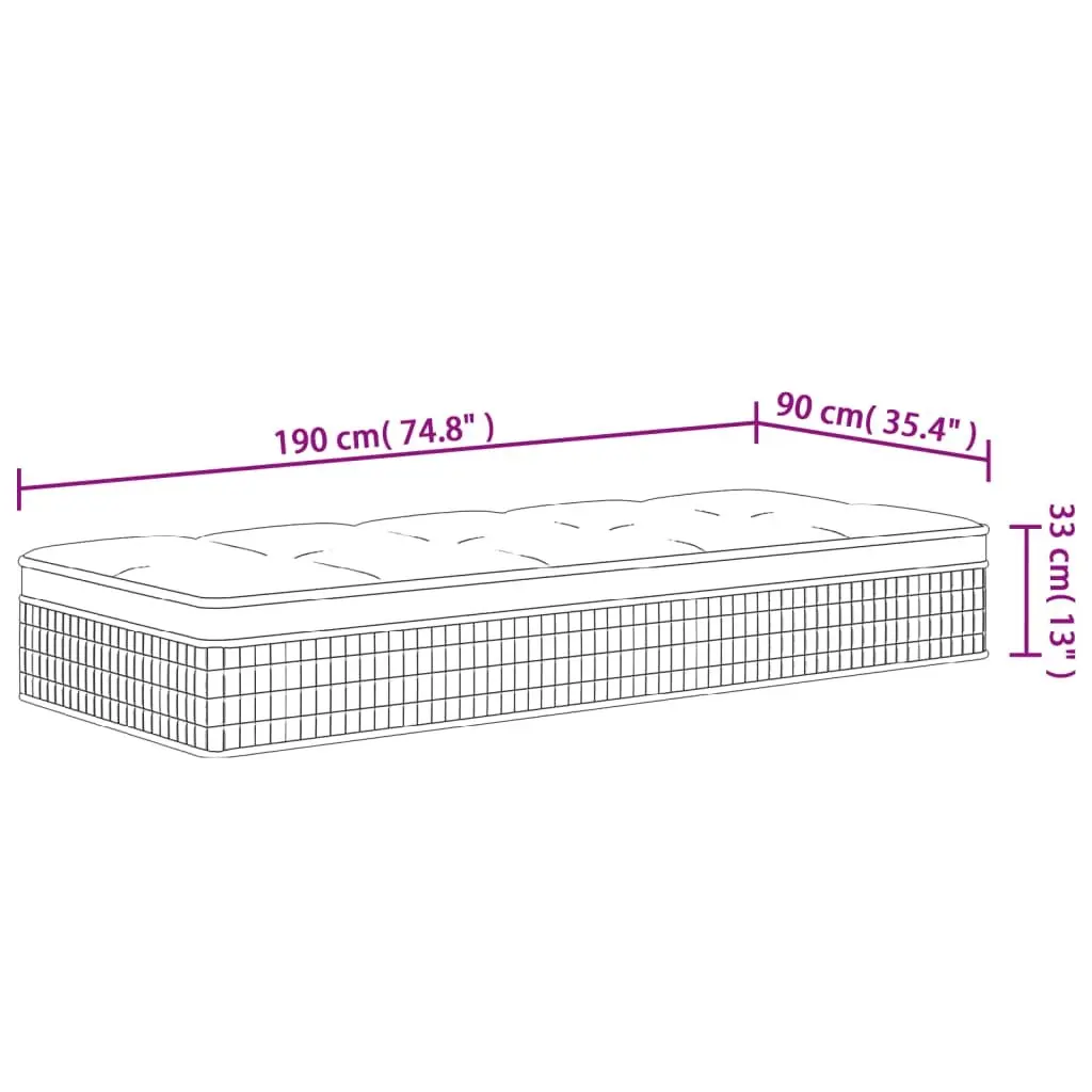 Pocket Spring Mattress 90x190cm White Medium Plus Comfort Support