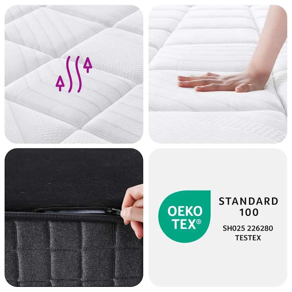 Pocket Spring Mattress White King Single 107x203cm 7 Zones Medium Firm Construction