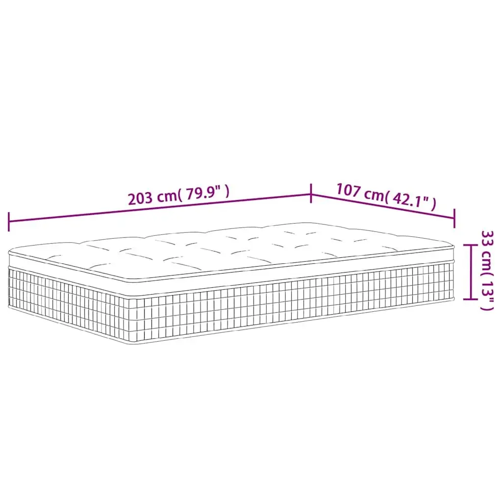 Pocket Spring Mattress White King Single 107x203cm 7 Zones Medium Firm Construction