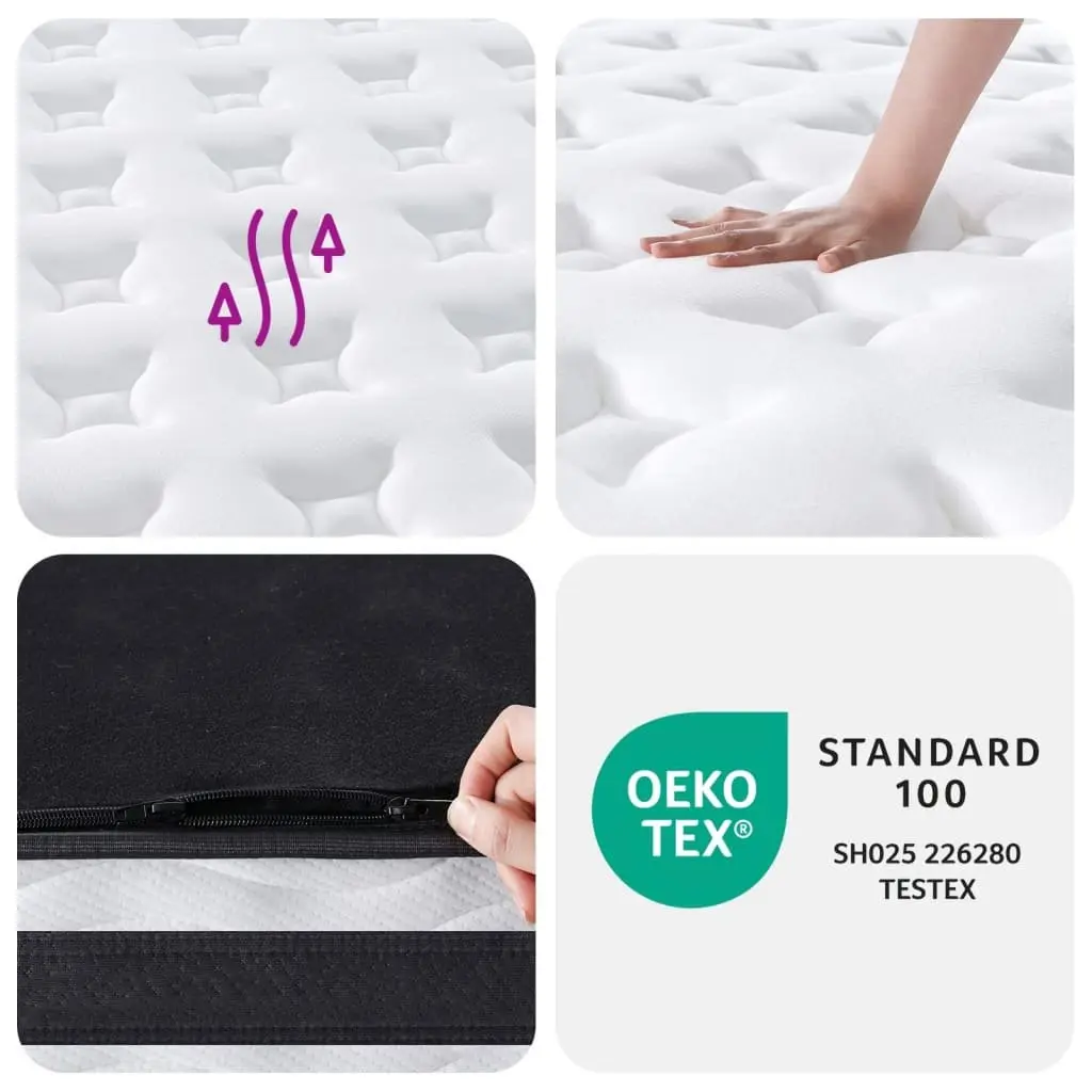 Pocket Spring Mattress Medium Firm 90x190 cm White Foam Support