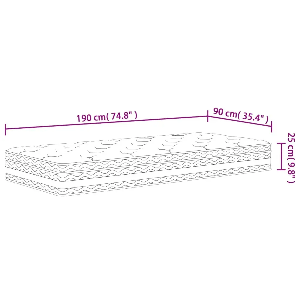 Pocket Spring Mattress Medium Firm 90x190 cm White Foam Support