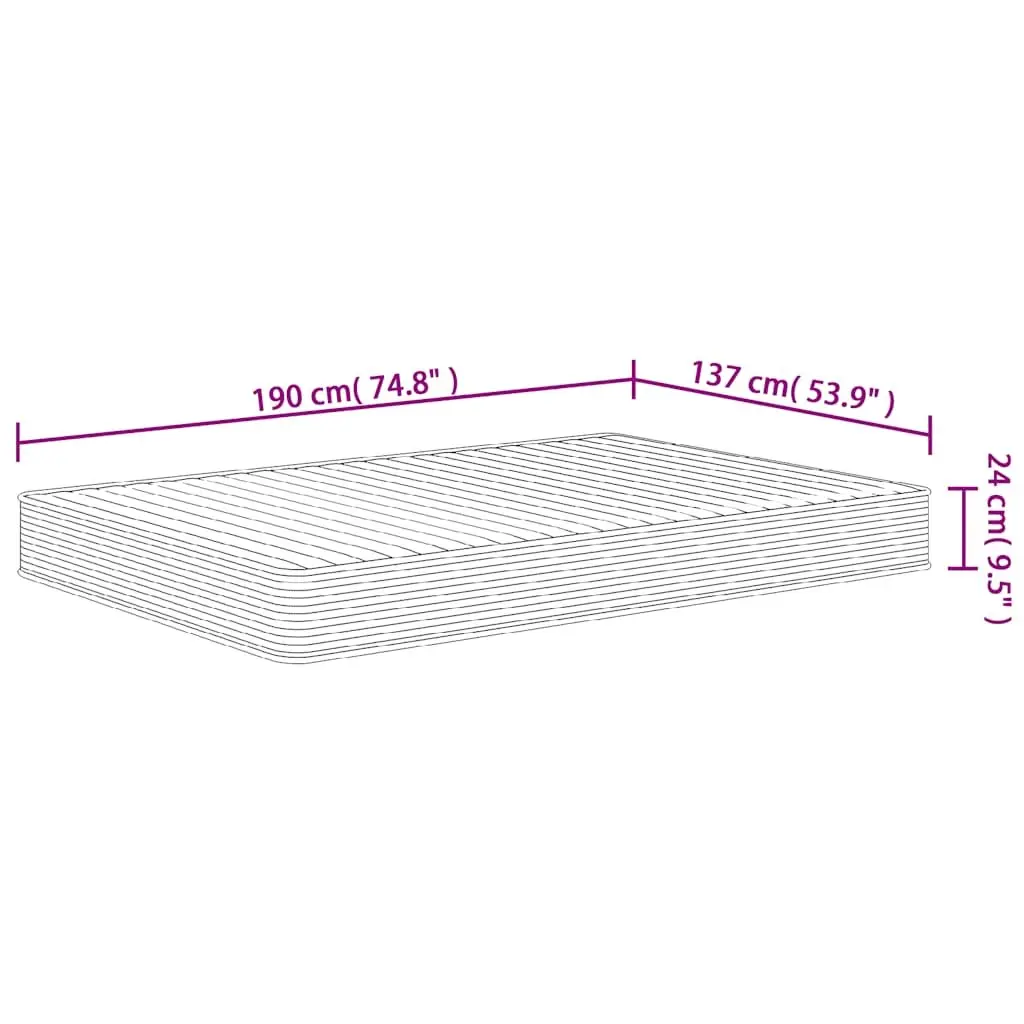 Foam Mattress Springless Double-Sided 137x190 cm Medium Soft White