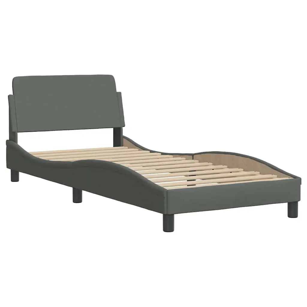 Grey Bed Frame 90x190 cm with Headboard