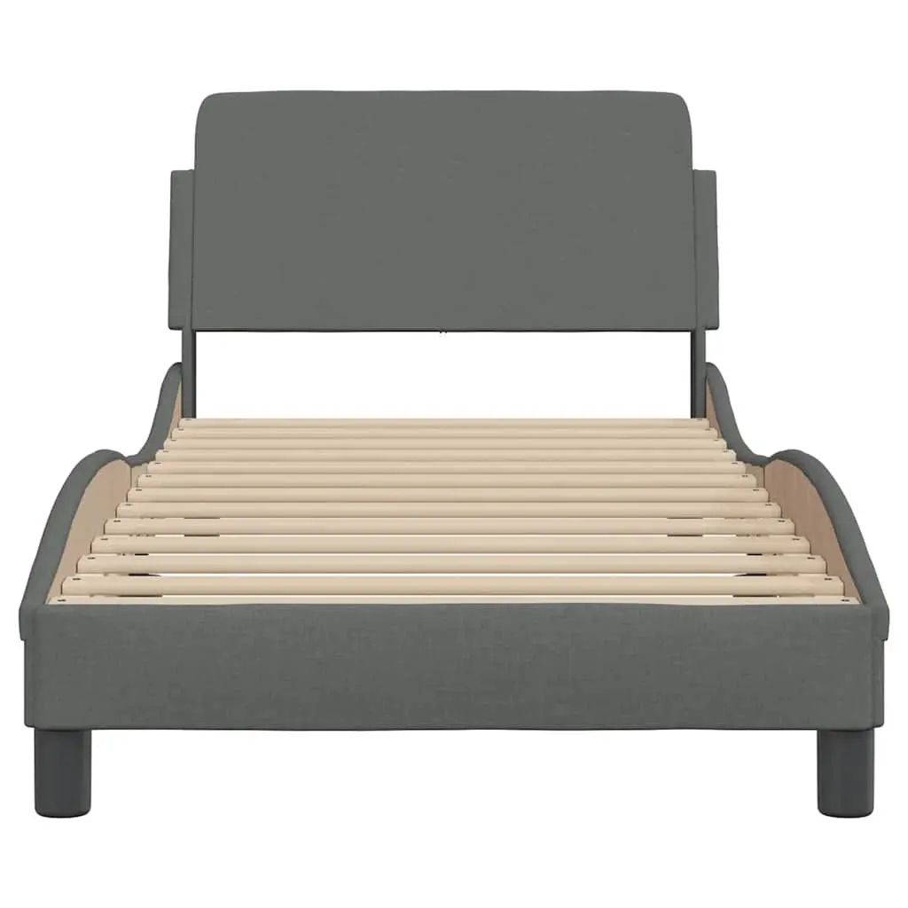 Grey Bed Frame 90x190 cm with Headboard