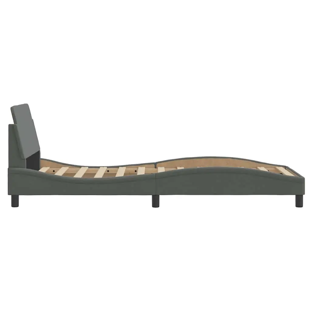 Grey Bed Frame 90x190 cm with Headboard