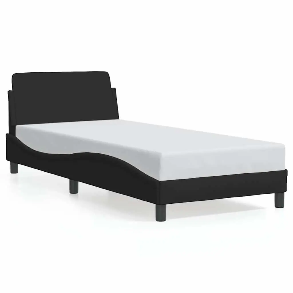 Bed Frame with Headboard Dover Black 90x190 cm Fabric Bedroom Furniture
