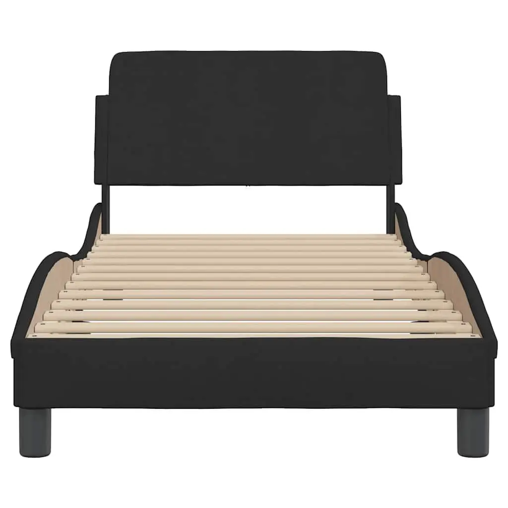 Bed Frame with Headboard Dover Black 90x190 cm Fabric Bedroom Furniture