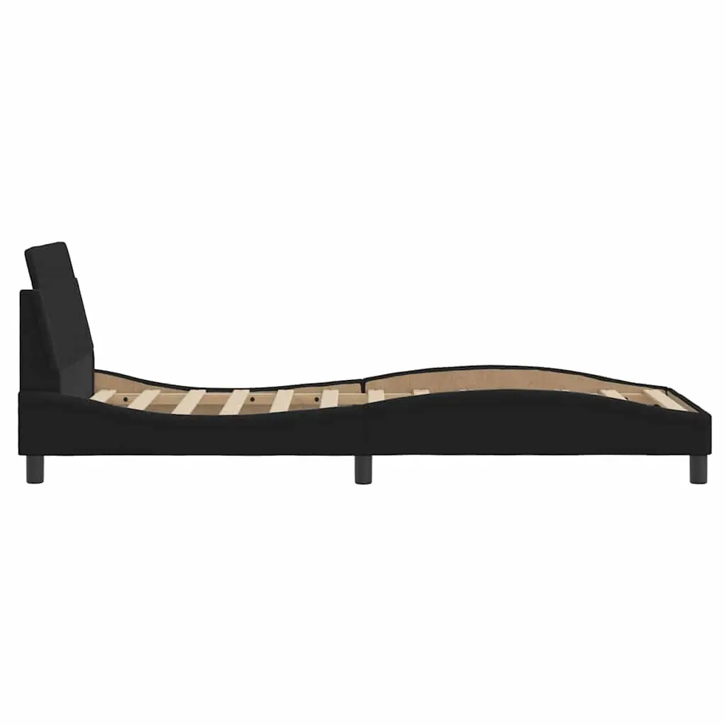Bed Frame with Headboard Dover Black 90x190 cm Fabric Bedroom Furniture