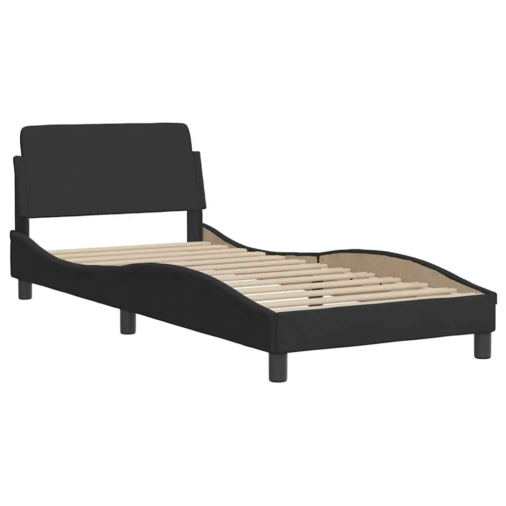 Bed Frame with Headboard Dover Black 90x190 cm Velvet Upholstery Bedroom