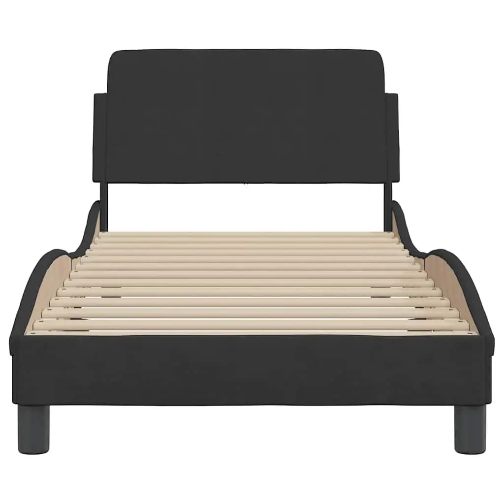 Bed Frame with Headboard Dover Black 90x190 cm Velvet Upholstery Bedroom