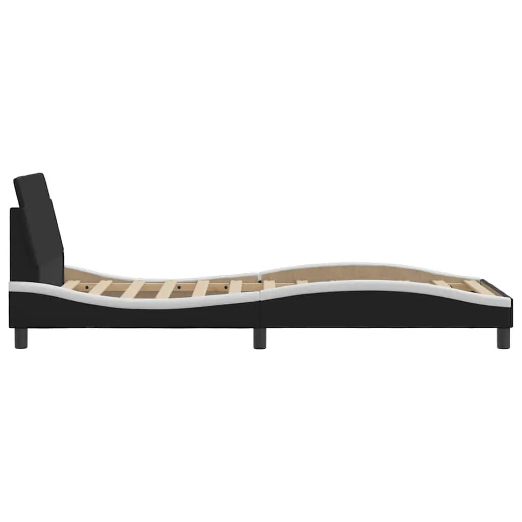 Bed Frame with Headboard 90x190 cm Black Faux Leather Bedroom Furniture