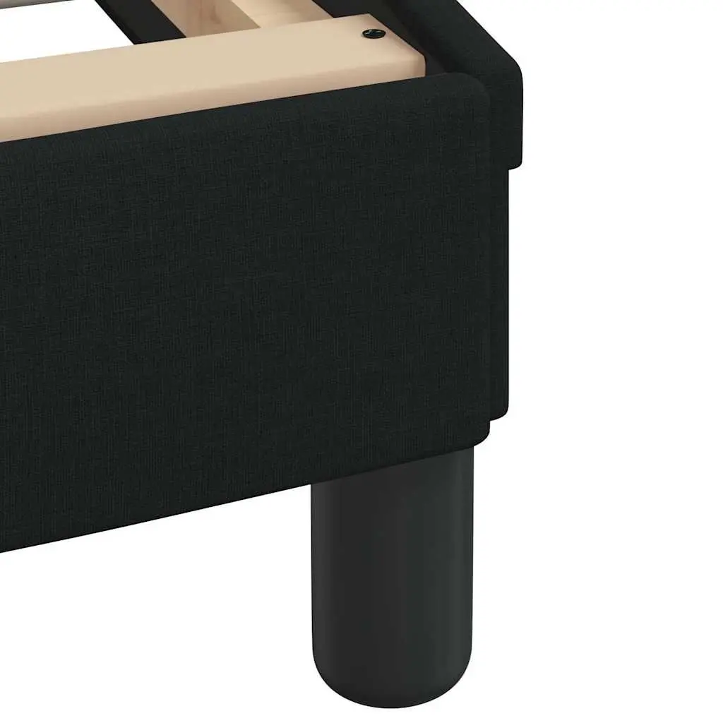 King Bed Frame 180x200 cm Black Fabric Headboard Plywood Slats Bedroom Furniture