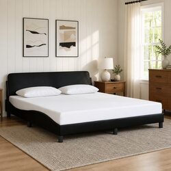 Functional King Bed Frame 180x200 cm with Black Headboard