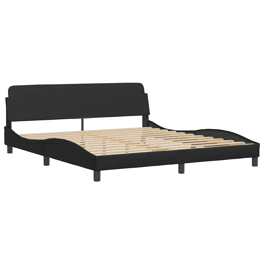 King Bed Frame 180x200 cm with Black Headboard