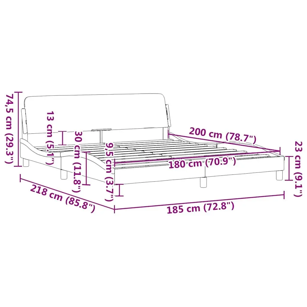 King Bed Frame 180x200 cm with Black Headboard