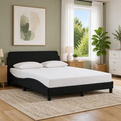 Black Velvet Double Bed Frame 137x190 cm with Headboard