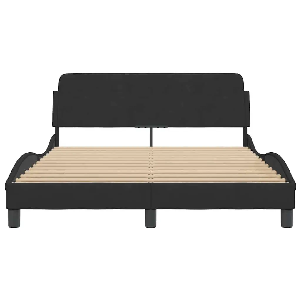 Black Velvet Double Bed Frame 137x190 cm with Headboard