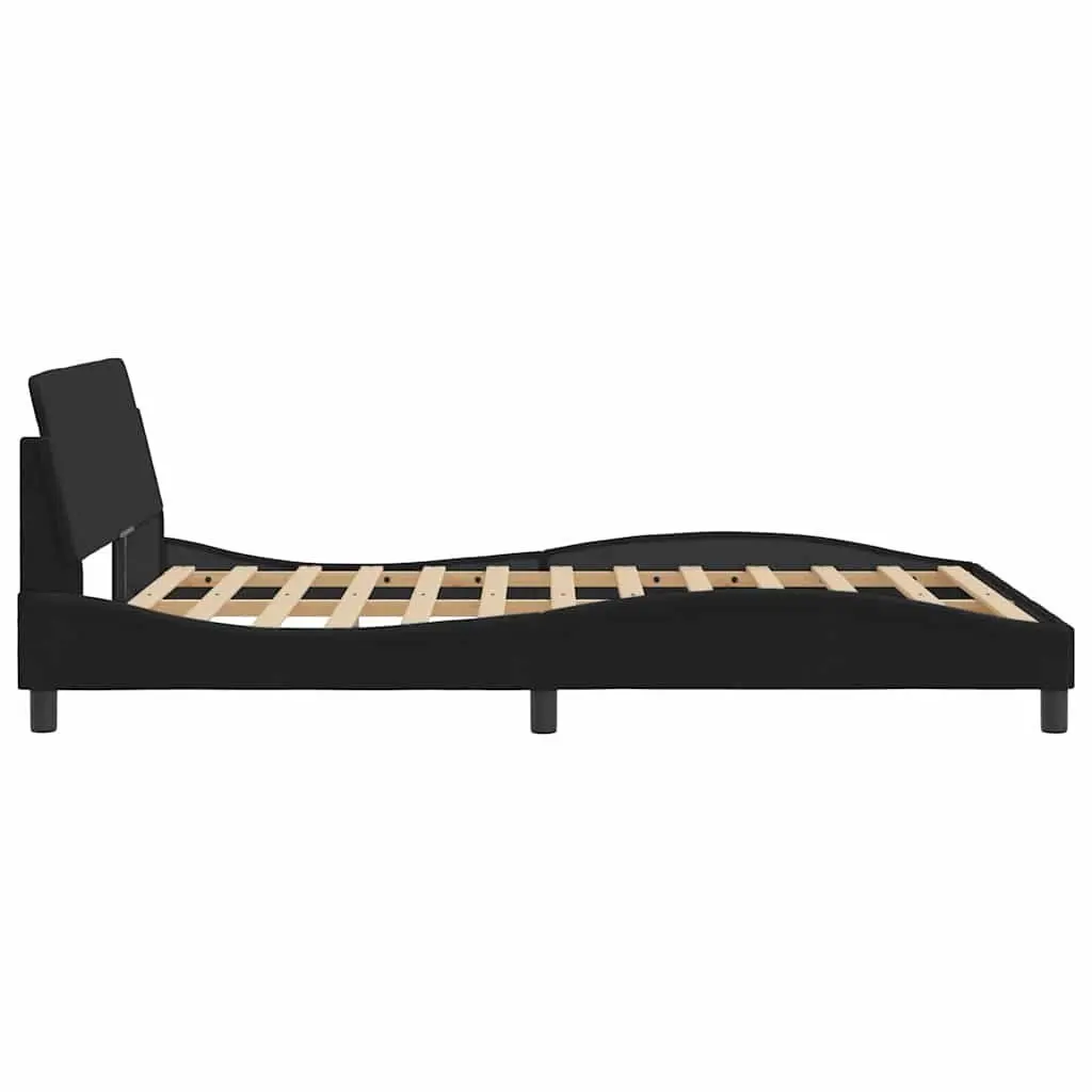 Black Velvet Double Bed Frame 137x190 cm with Headboard