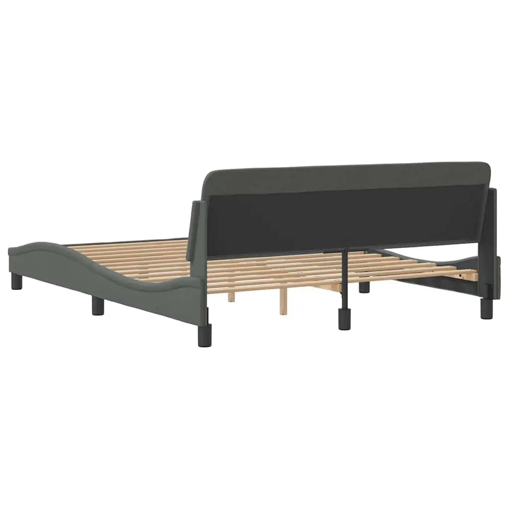 Queen Bed Frame Dark Grey Fabric Headboard 152x203 cm Bedroom Furniture