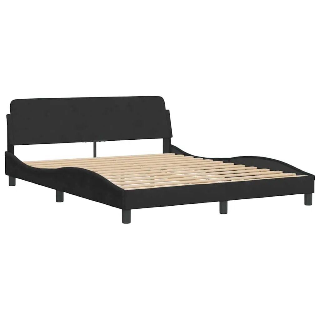 Queen Bed Frame Velvet Black 152x203cm
