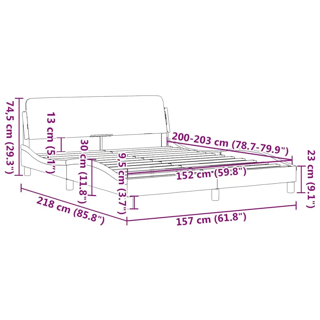 Queen Bed Frame Velvet Black 152x203cm