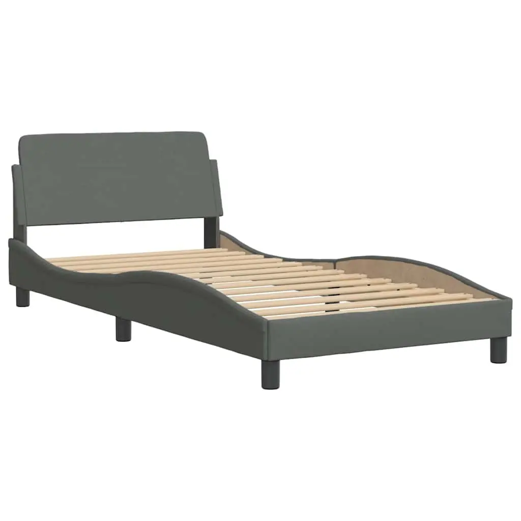 King Single Bed Frame with Headboard Dark Grey Fabric Bedroom Furniture