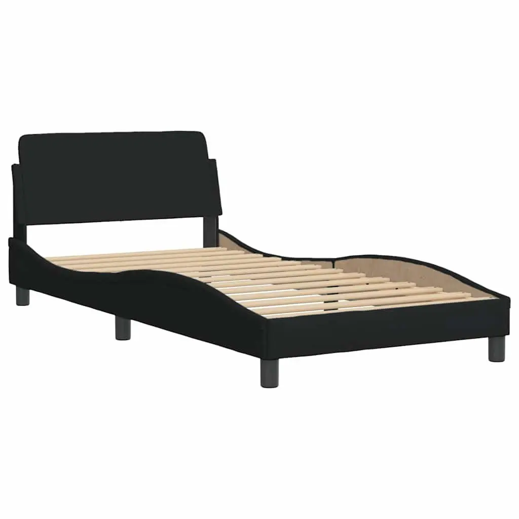 King Single Bed Frame with Headboard Black Fabric Bedroom Furniture Support