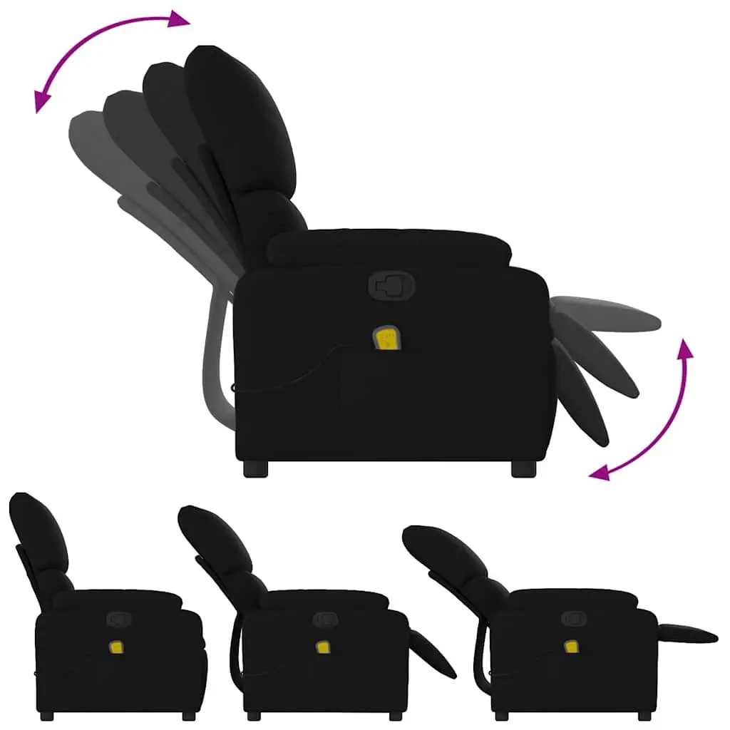 Vibration Massage Recliner Chair Manual Recline Black Fabric 6 Points Armchair
