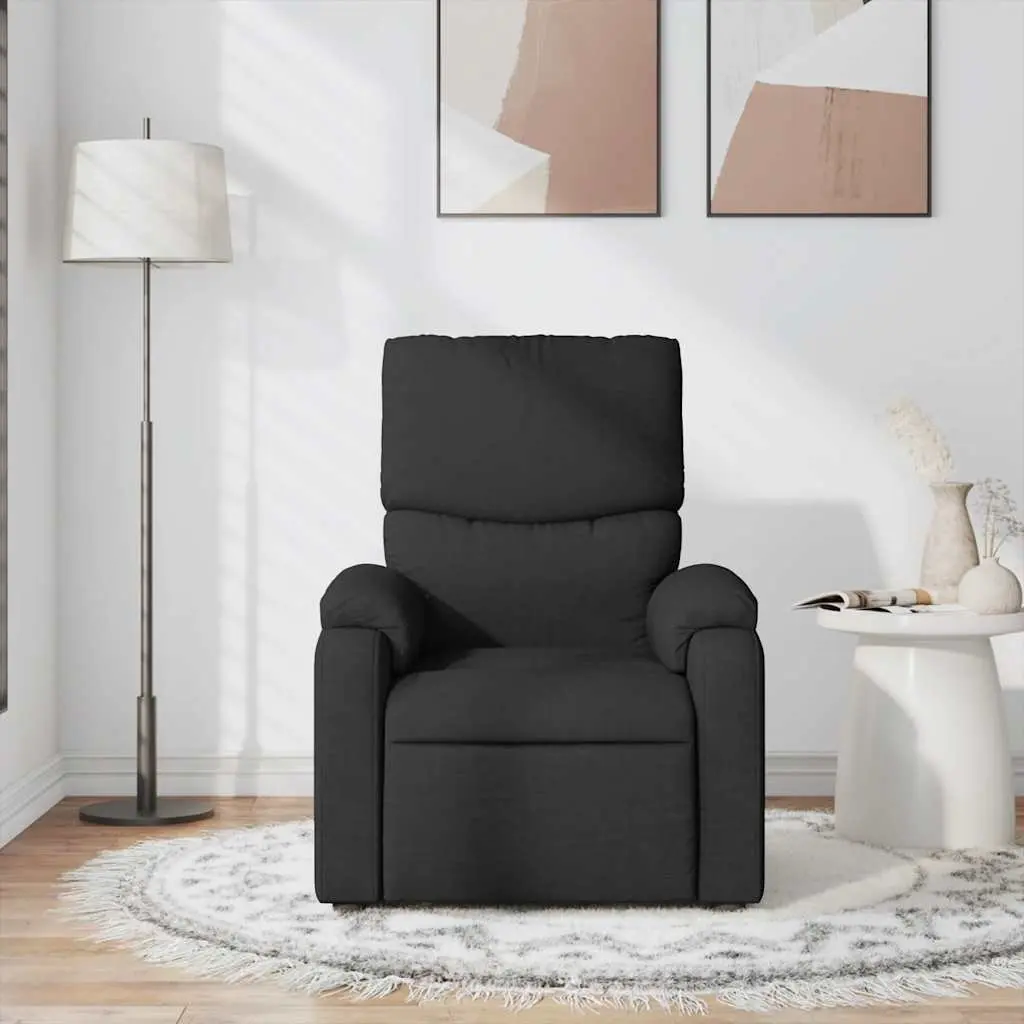 Vibration Massage Recliner Chair Manual Recline Black Fabric 6 Points Armchair