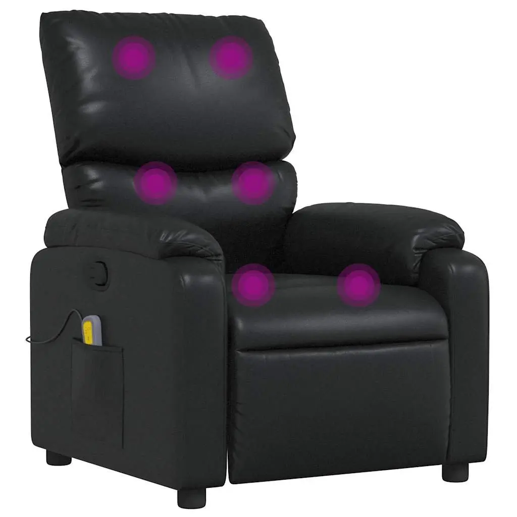 Massage Recliner Chair Black Faux Leather Manual Reclining Armchair Vibration