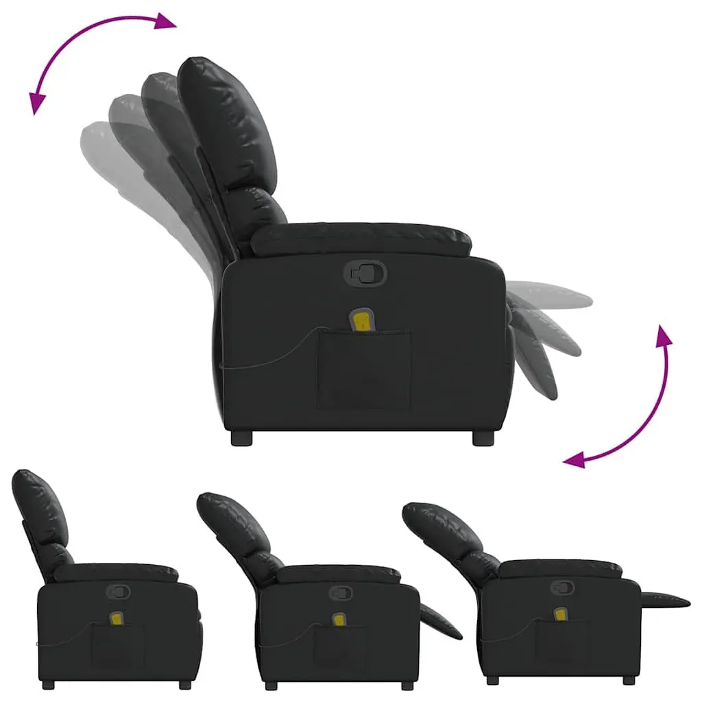 Massage Recliner Chair Black Faux Leather Manual Reclining Armchair Vibration