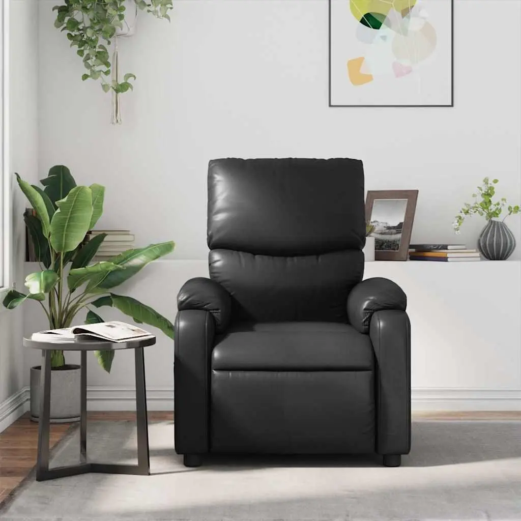 Massage Recliner Chair Black Faux Leather Manual Reclining Armchair Vibration