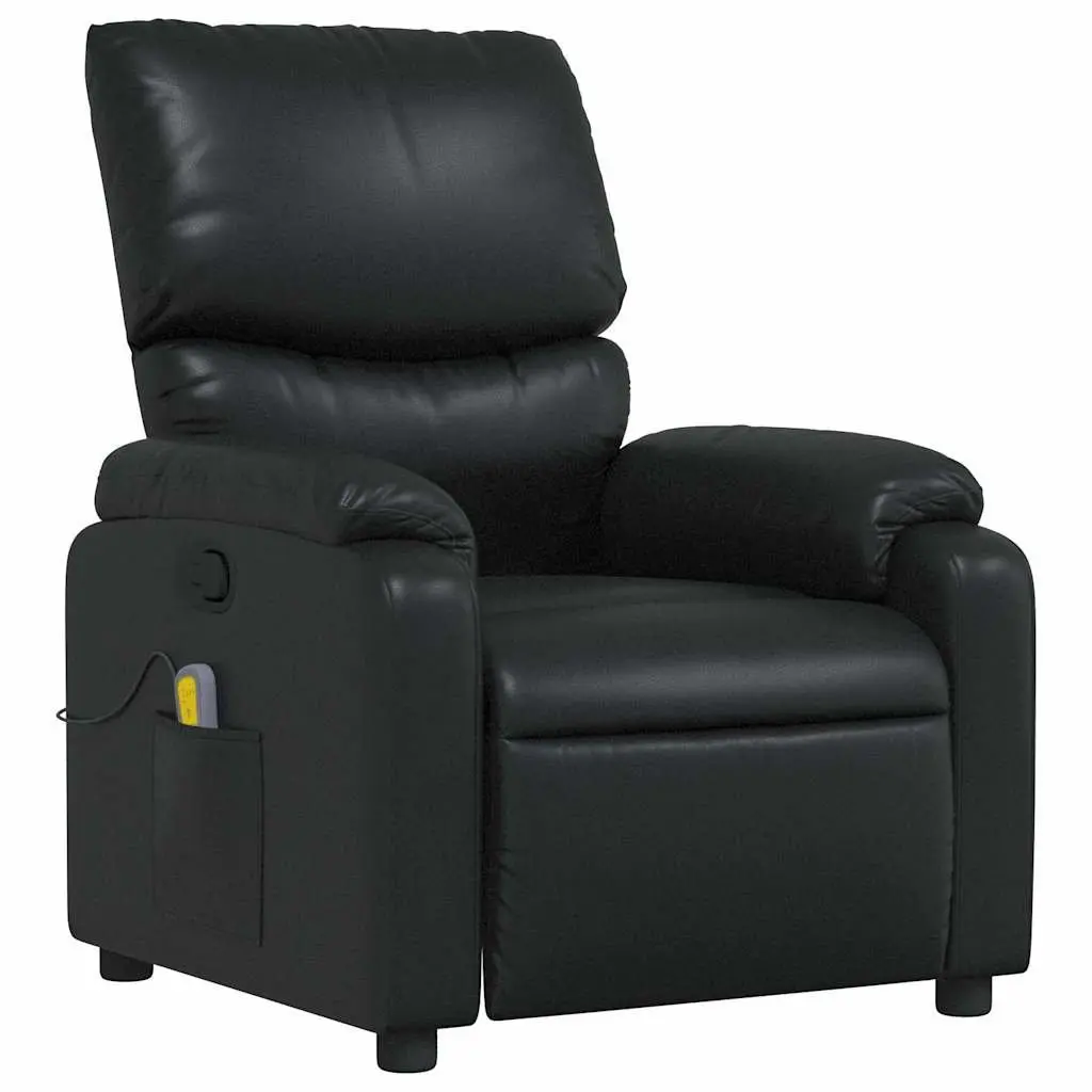 Massage Recliner Chair Black Faux Leather Manual Reclining Armchair Vibration