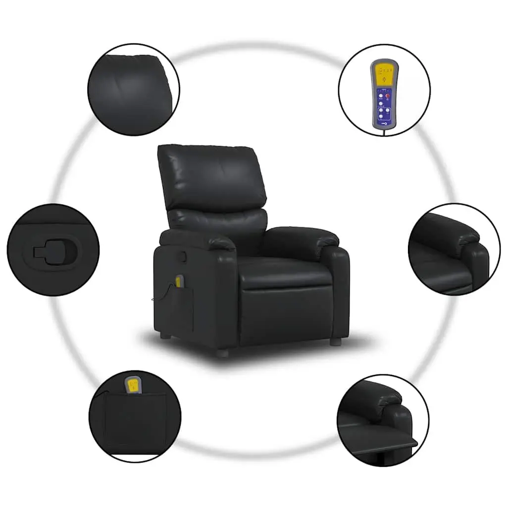 Massage Recliner Chair Black Faux Leather Manual Reclining Armchair Vibration