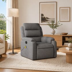 Grey Fabric Massage Recliner Chair for Living Room Relaxation