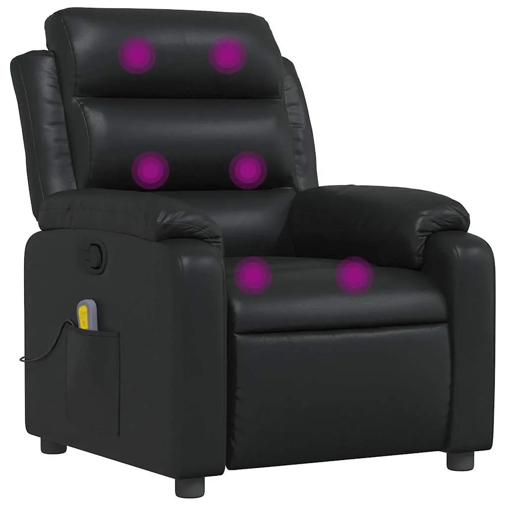 Massage Recliner Chair Faux Leather Black Manual Reclining Armchair Vibration