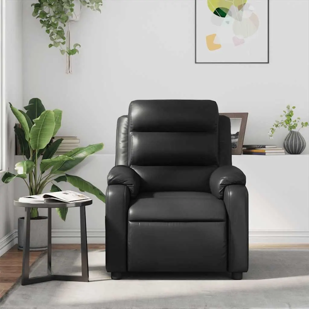 Massage Recliner Chair Faux Leather Black Manual Reclining Armchair Vibration